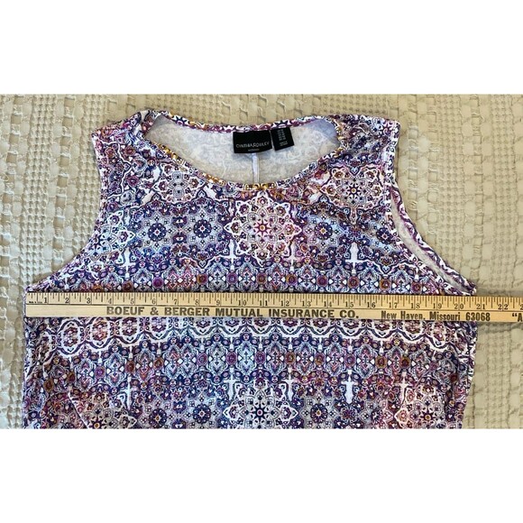 Cynthia Rowley Tank Dress Plus Size 1X Sleeveless Purple Cream Paisley Look - Picture 9 of 10